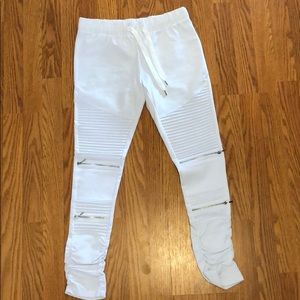 White moto jeggings